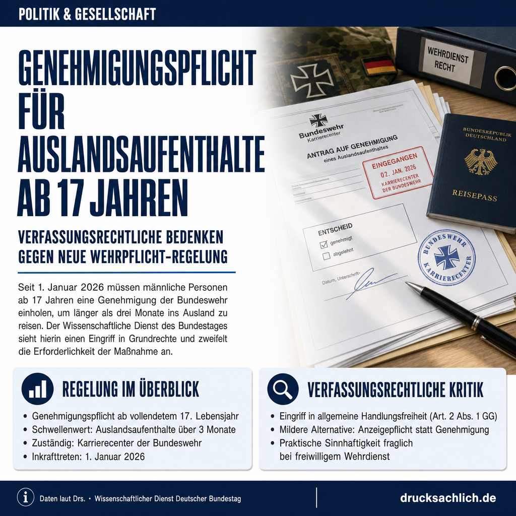Genehmigungspflicht für Auslandsaufenthalte Wehrpflichtiger