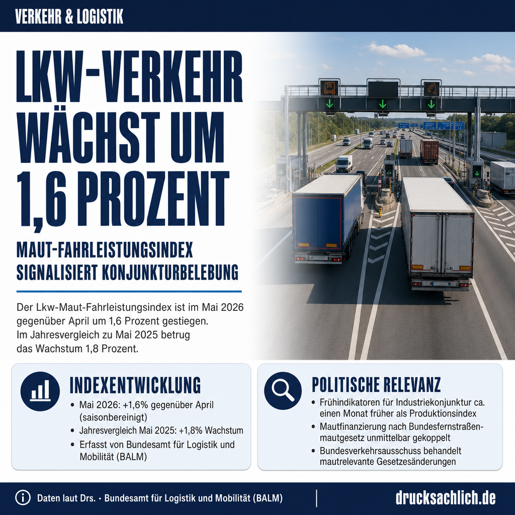 Lkw-Verkehr zieht an: Fahrleistung steigt um 1,6 Prozent
