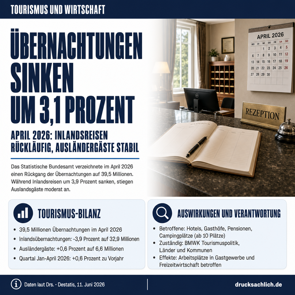 Übernachtungen in Deutschland sinken um 3,1 Prozent