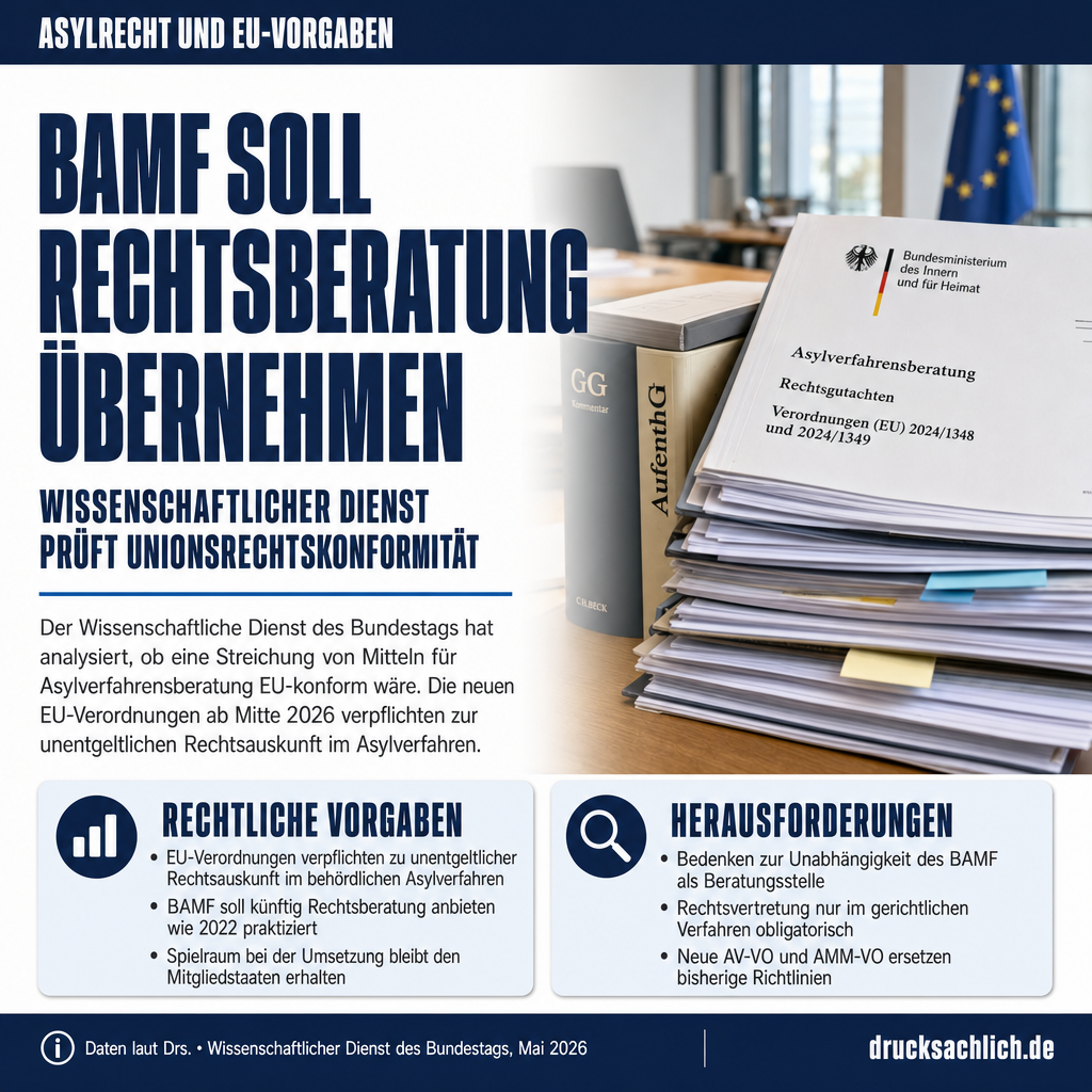 Wissenschaftlicher Dienst prüft Asylverfahrensberatung Unionsrechtskonformität