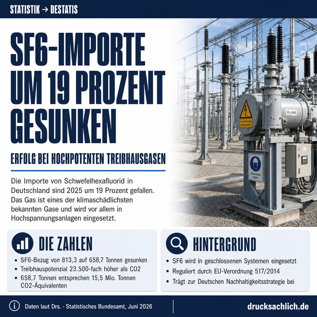 Schwefelhexafluorid-Importe sinken um 19 Prozent