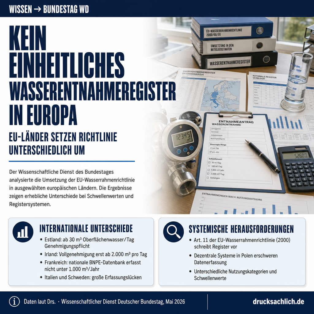 Wasserentnahmeregister in ausgewählten europäischen …
