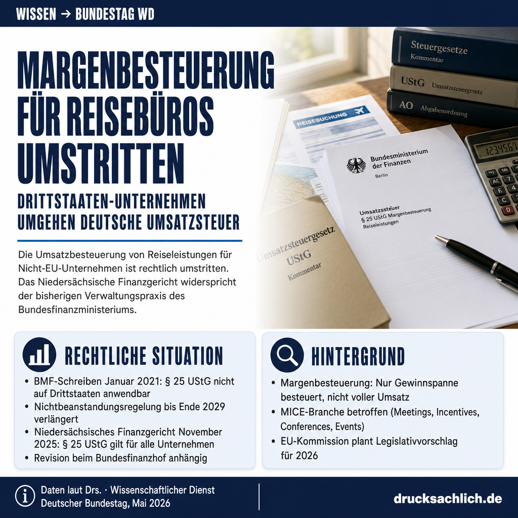 Reiseleistungen: Umsatzbesteuerung für Nicht-EU-Unternehmen umstritten