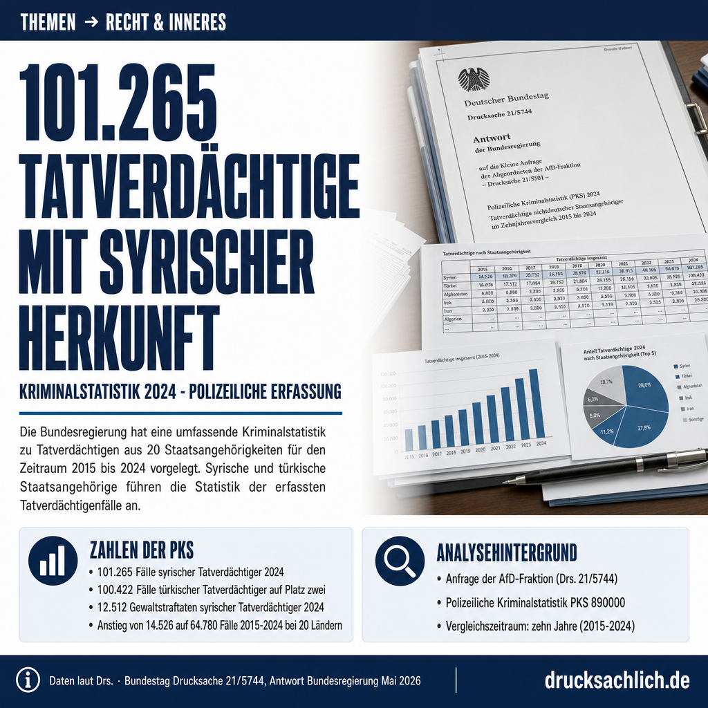 Kriminalstatistik: Syrer führen bei Tatverdächtigen 2024