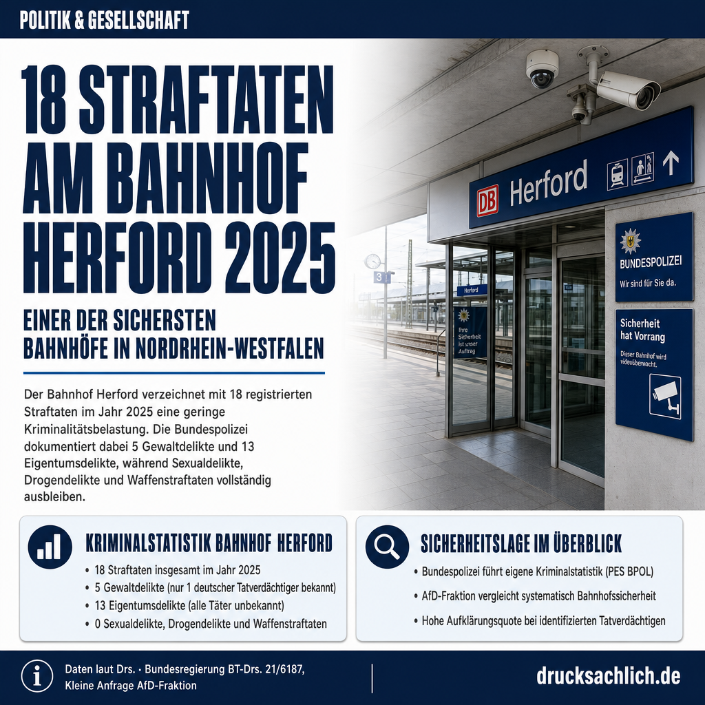 Nur 18 Straftaten: Bahnhof Herford bleibt einer der sichersten