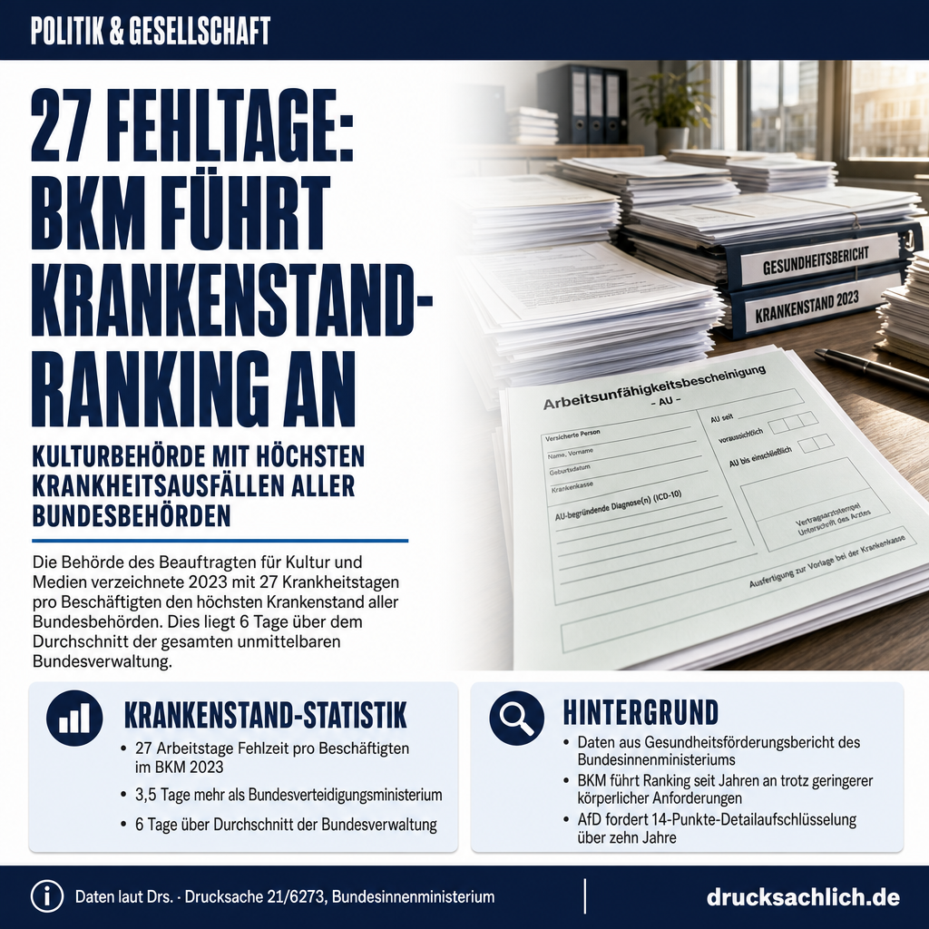 27 Fehltage: Kulturbehörde führt Krankenstand-Ranking an