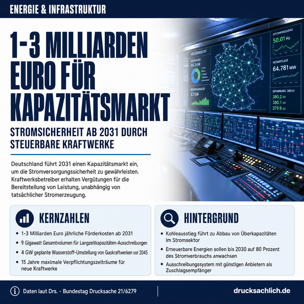 1-3 Milliarden Euro: Deutschland führt Kapazitätsmarkt ein