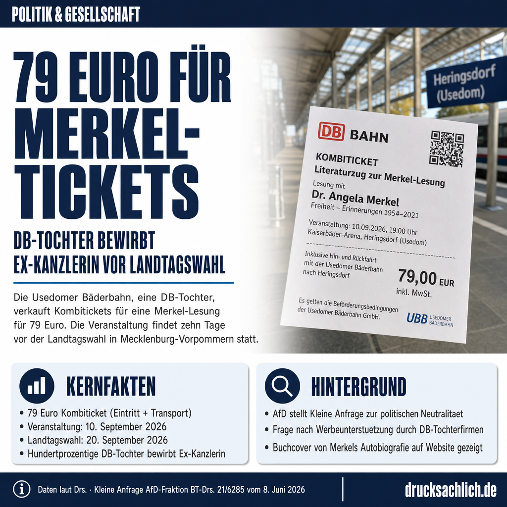 79 Euro: Bahn-Tochter verkauft Merkel-Tickets vor Landtagswahl