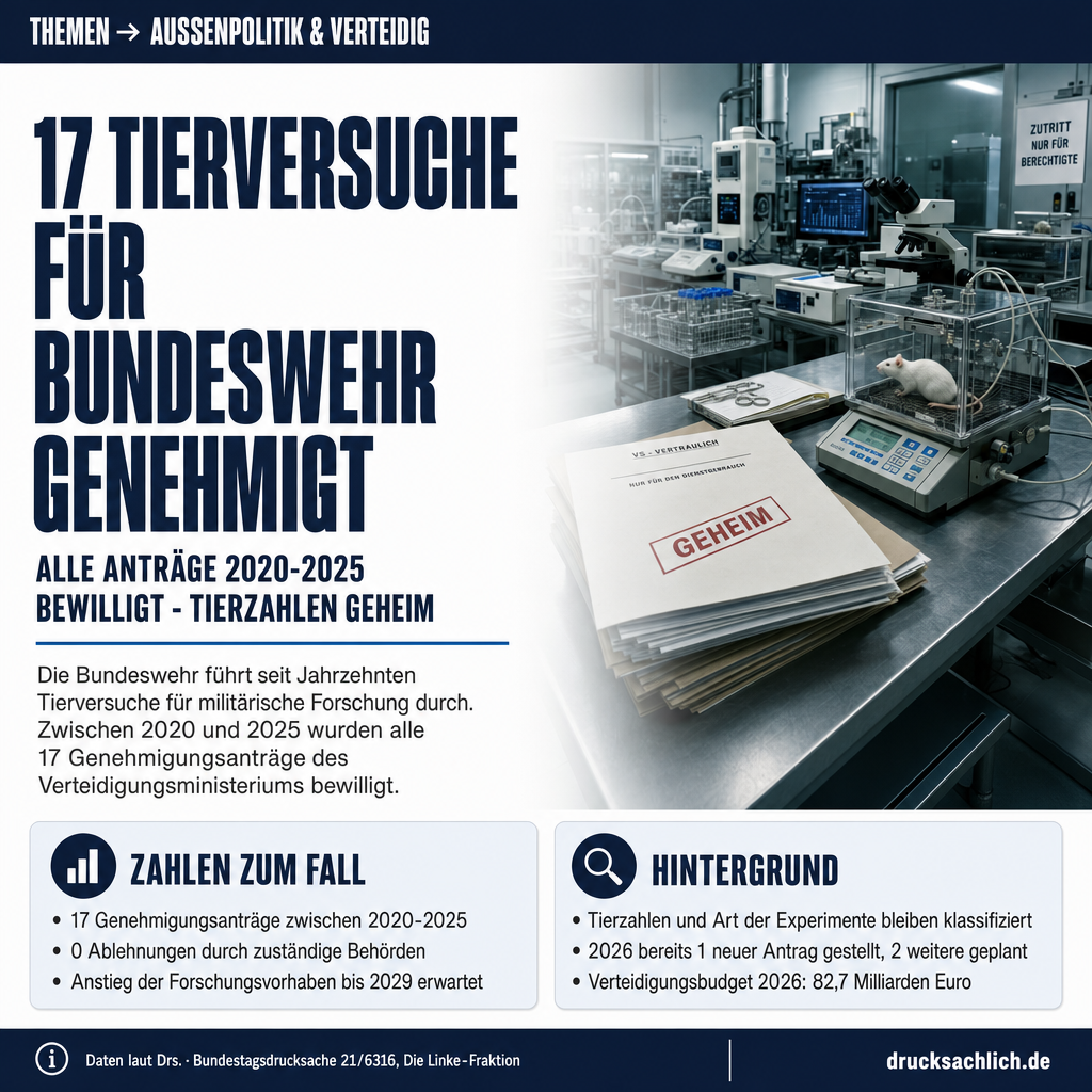 Tierversuche Bundeswehr: 17 Anträge zwischen 2020-2025