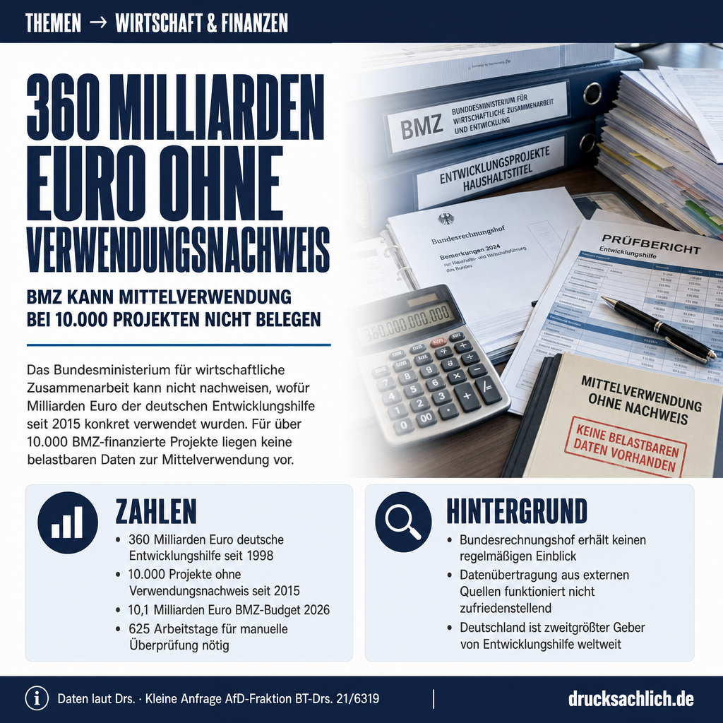 Entwicklungshilfe: BMZ kann Verwendung von 360 Mrd. Euro nicht belegen
