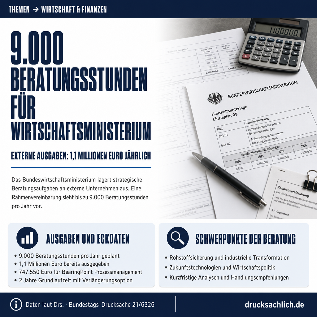 Externe Beratung: 9.000 Stunden für Wirtschaftsministerium