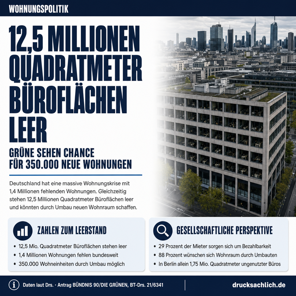 12,5 Millionen Quadratmeter leer: Grüne fordern Büro-Revolution