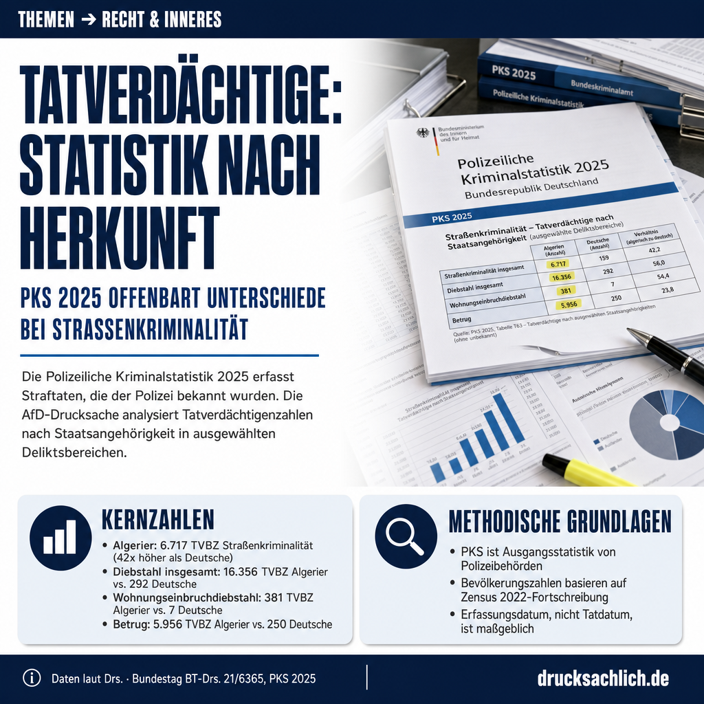 PKS-Kriminalstatistik 2025: Tatverdächtigenzahlen nach Staatsangehörigkeit