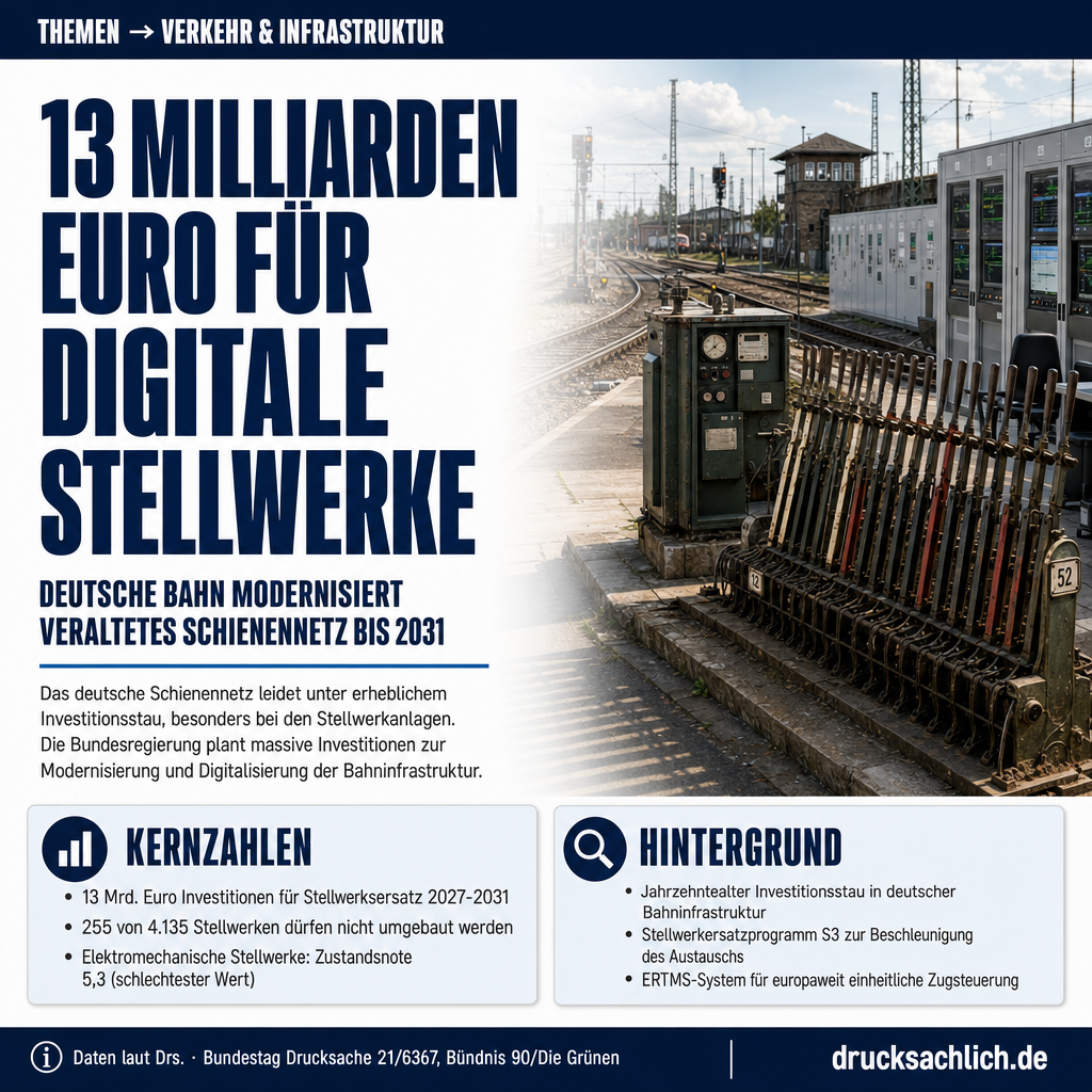 Digitale Stellwerke: 13 Mrd. Euro Investitionen bis 2031