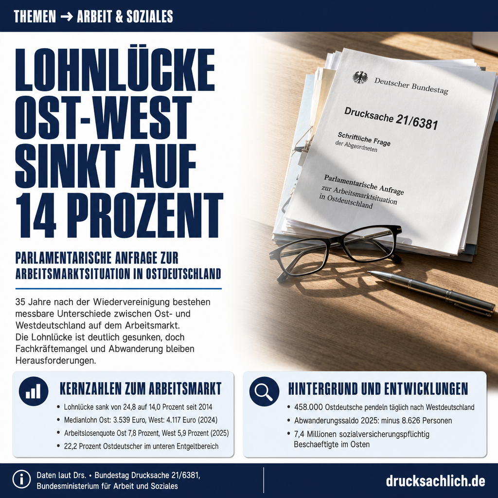 Ostdeutscher Arbeitsmarkt: Lohnlücke sinkt auf 14 Prozent
