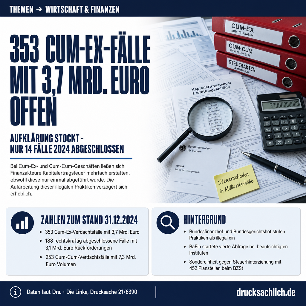 Cum-Ex/Cum-Cum: 353 Verdachtsfälle, Aufklärung stockt