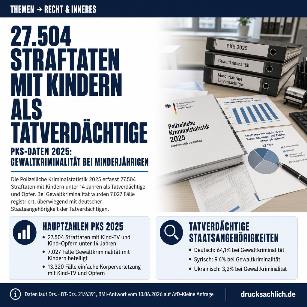 Kinderkriminalität 2025: PKS-Daten zu Tatverdächtigen unter 14 Jahren