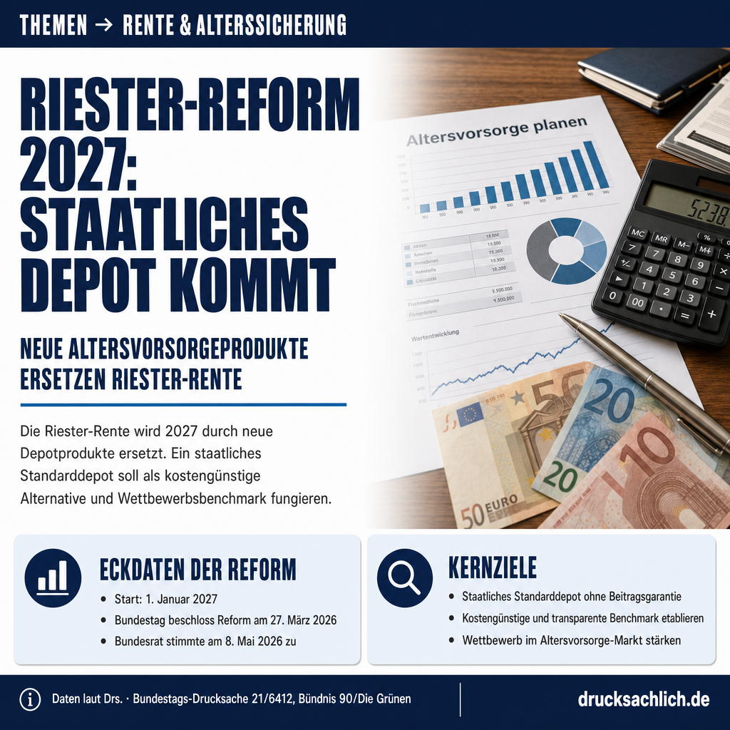 Riester-Reform 2027: Staatliches Standarddepot kommt