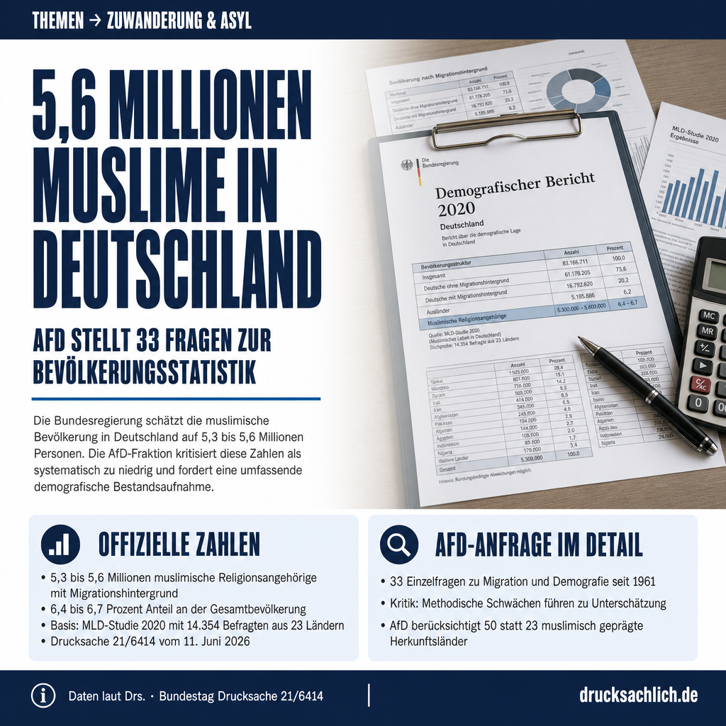 Muslimische Bevölkerung: AfD stellt 33 demografische Fragen