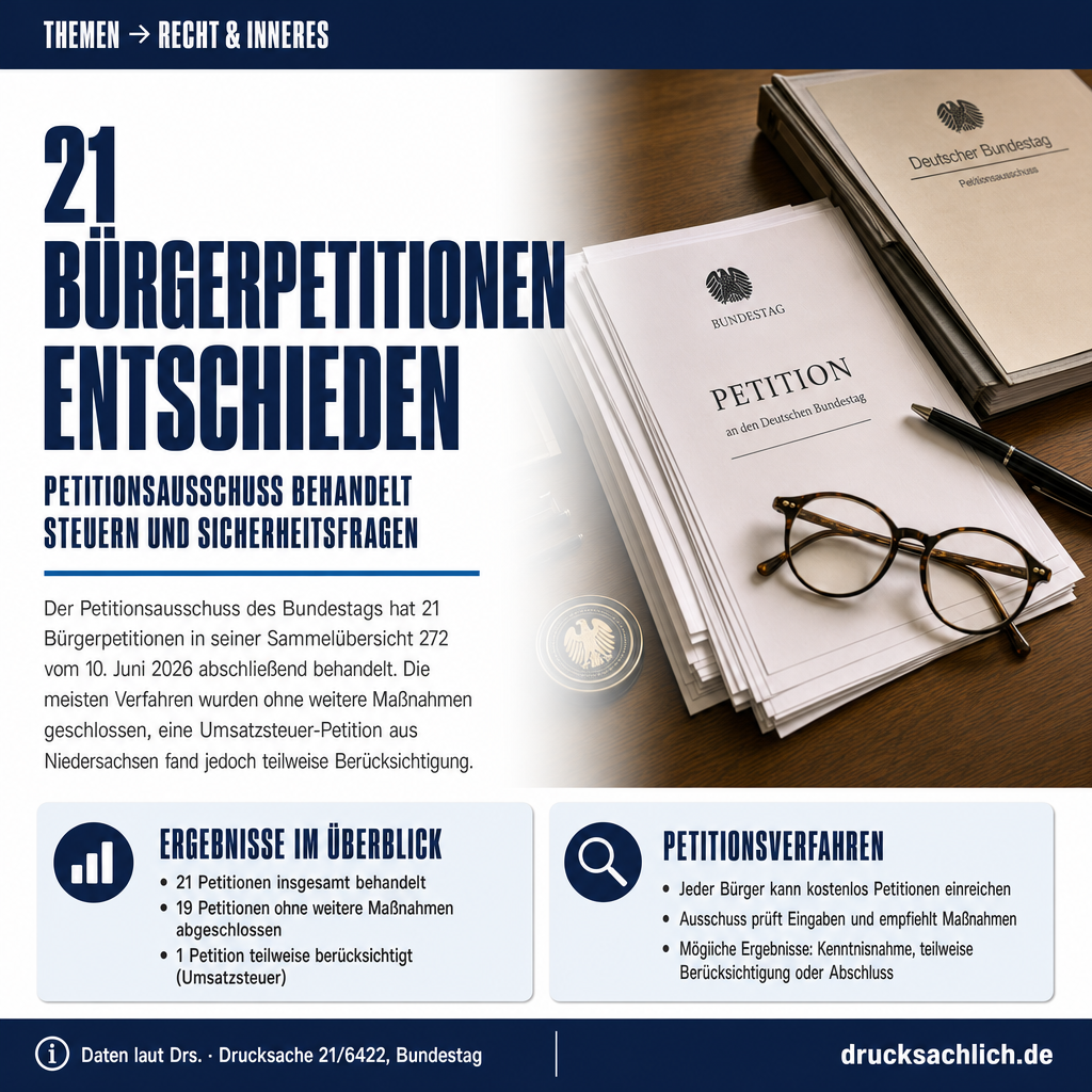 21 Petitionen entschieden: Von Steuern bis Sicherheit
