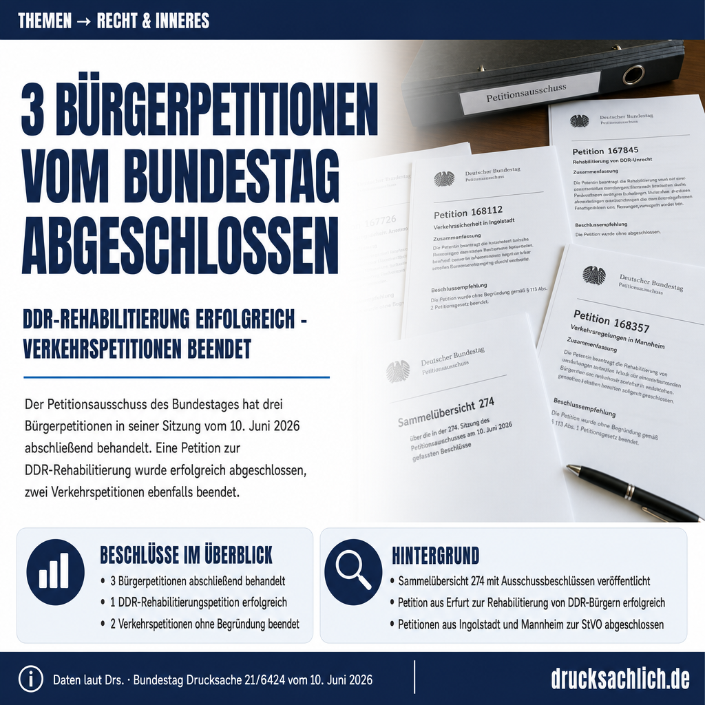 3 Bürgerpetitionen abgeschlossen: DDR-Rehabilitierung und StVO
