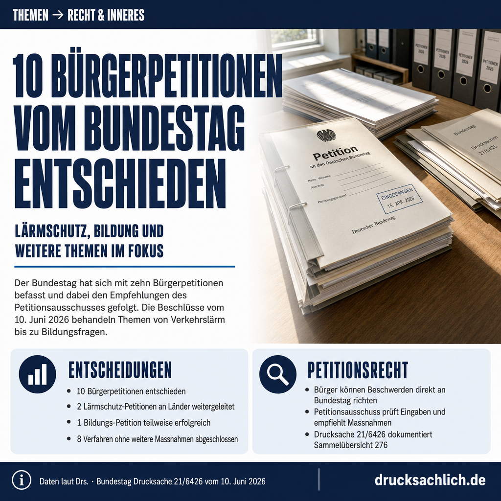 Neue Petition-Beschlüsse: Bundestag folgt Ausschuss-Empfehlung