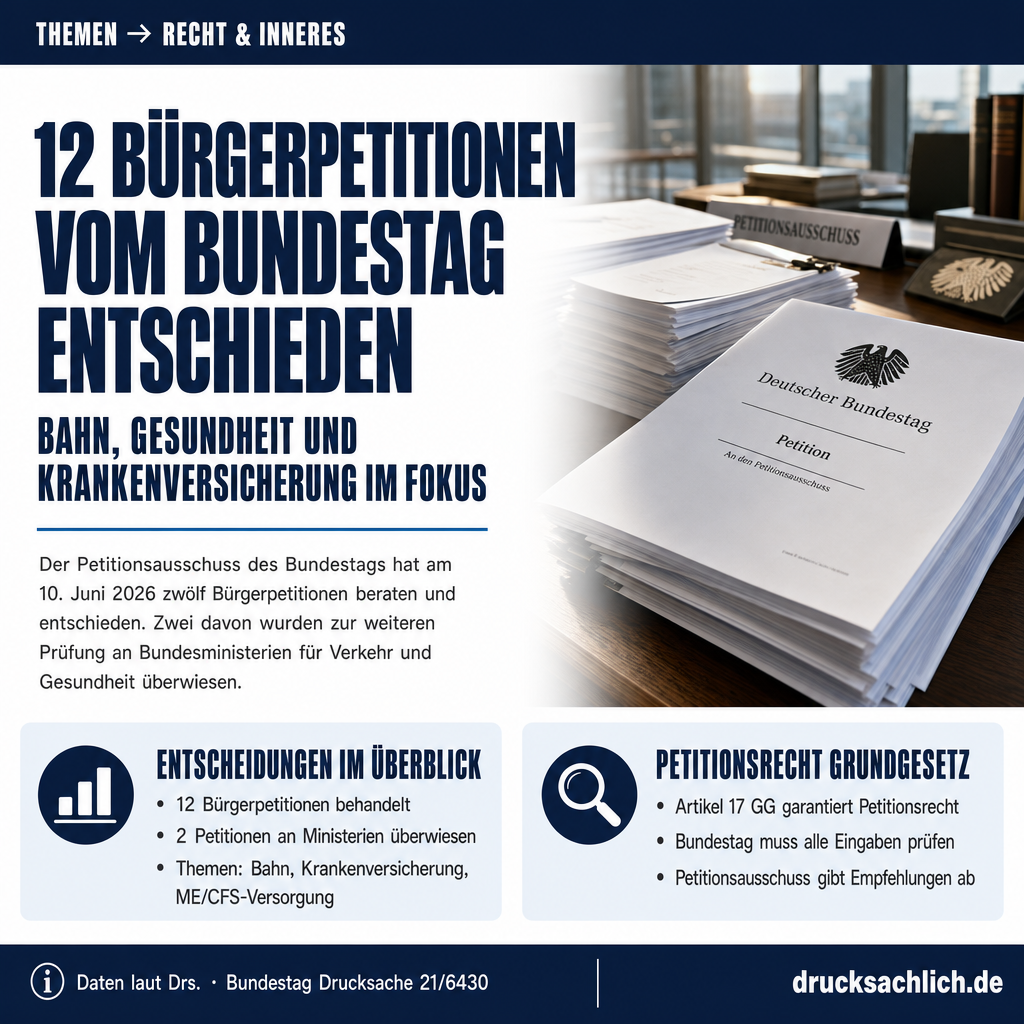12 Bürgerpetitionen entschieden: Bahn, Gesundheit und Rente