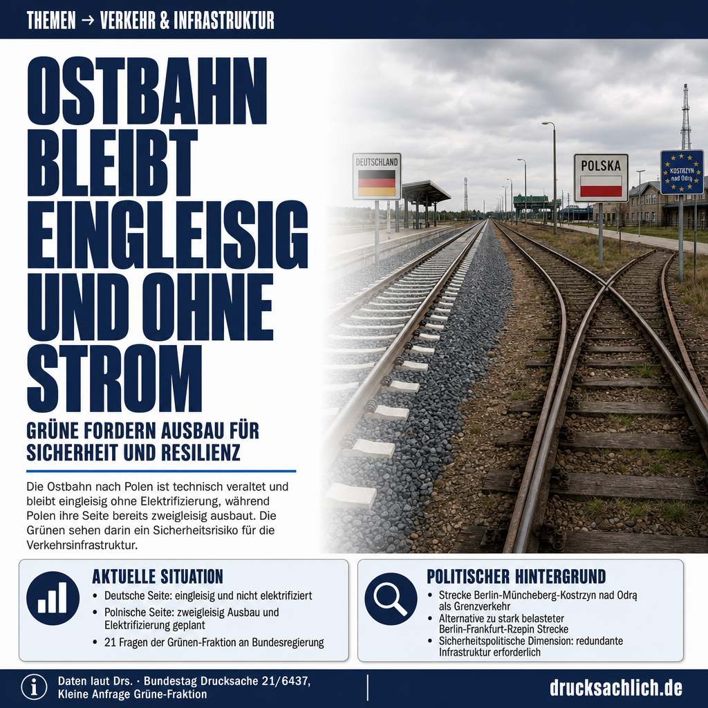 Ostbahn Berlin-Polen: Grüne fragen Ausbau für Resilienz ab