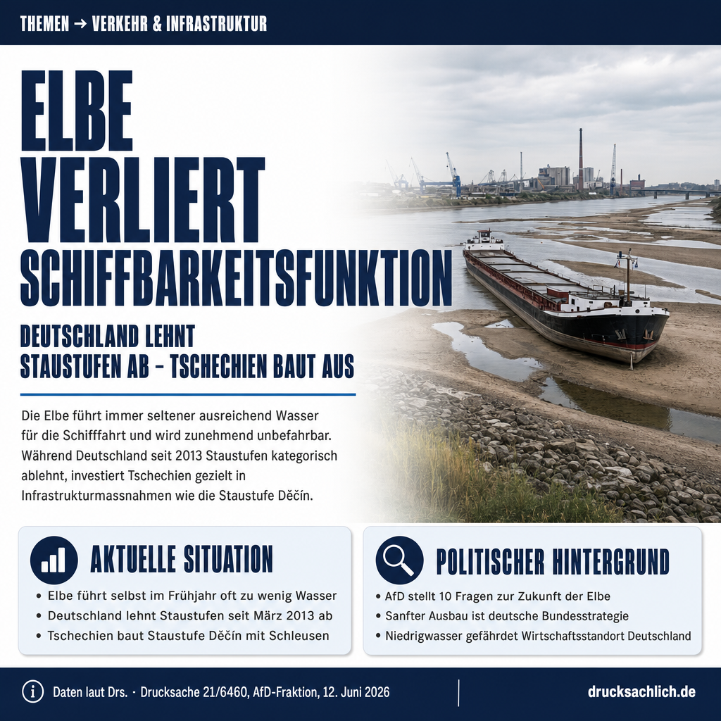 Elbe-Schiffbarkeit: AfD kritisiert deutsche Staustufen-Politik