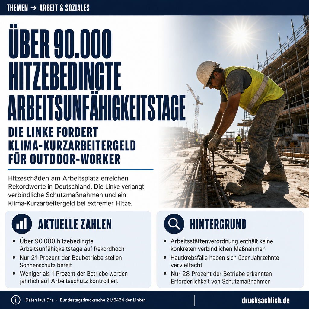 Hitzeschutz am Arbeitsplatz: Linke fordert Klima-Kurzarbeitergeld