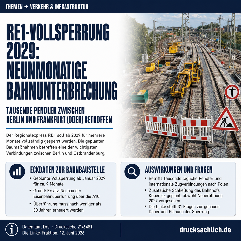 RE1-Vollsperrung 2029: Pendler zwischen Berlin und Frankfurt droht Verkehrskollaps