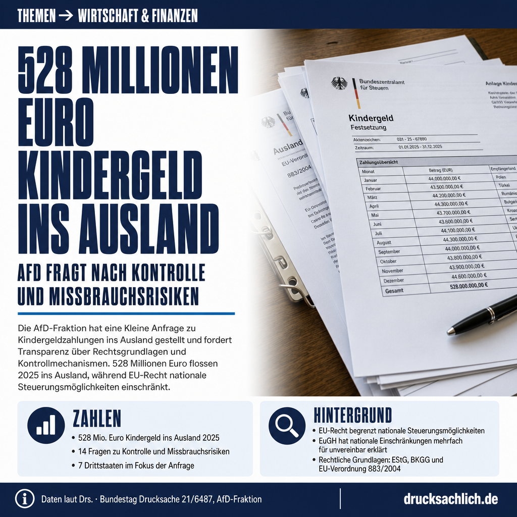 Kindergeldexporte: 528 Mio. Euro ins Ausland — AfD fragt nach Kontrolle