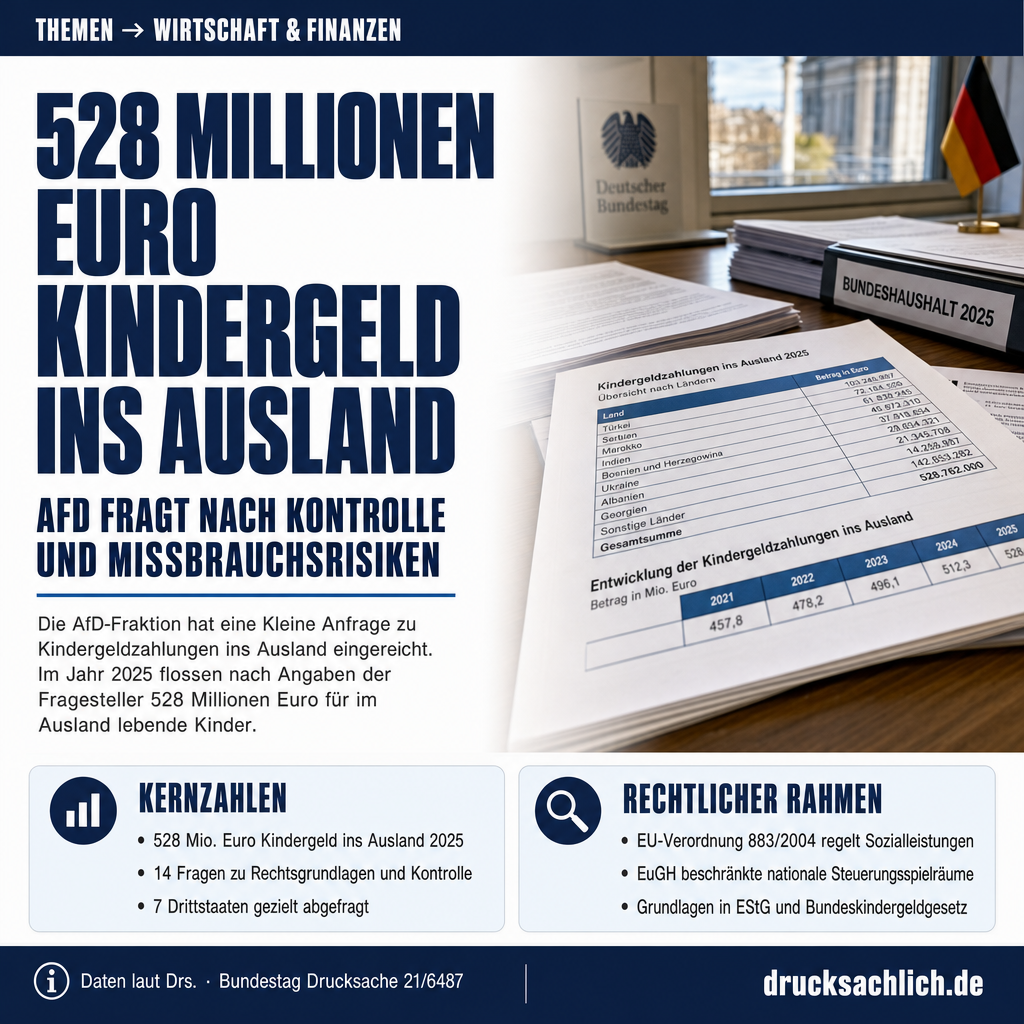 Kindergeldexporte: 528 Mio. Euro ins Ausland — AfD fragt nach Kontrolle