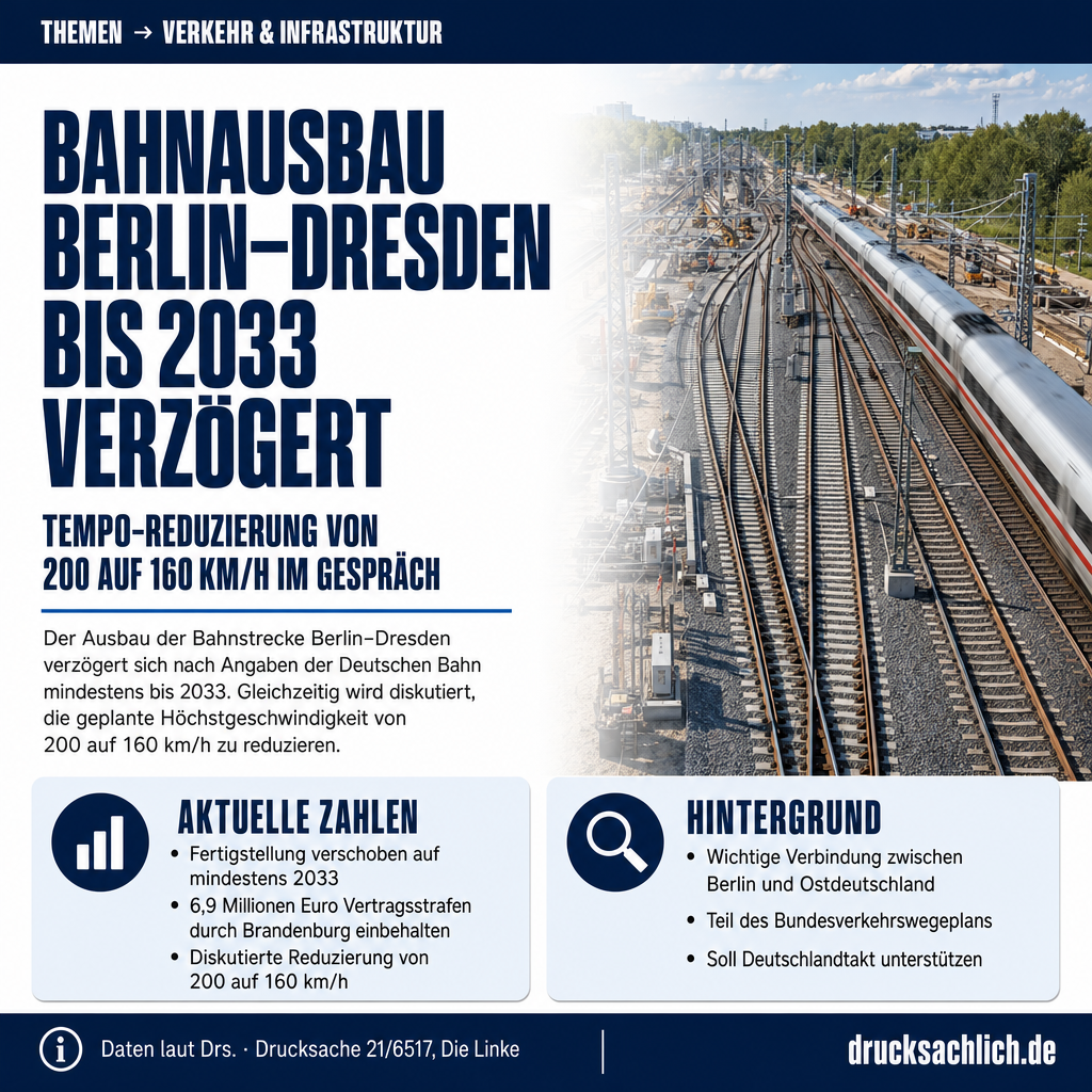 Bahnstrecke Berlin–Dresden: Ausbau verzögert bis 2033