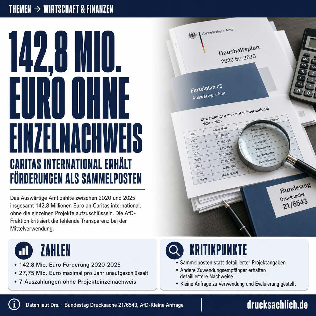Caritas international: 142 Mio. Euro Förderung ohne Einzelnachweis
