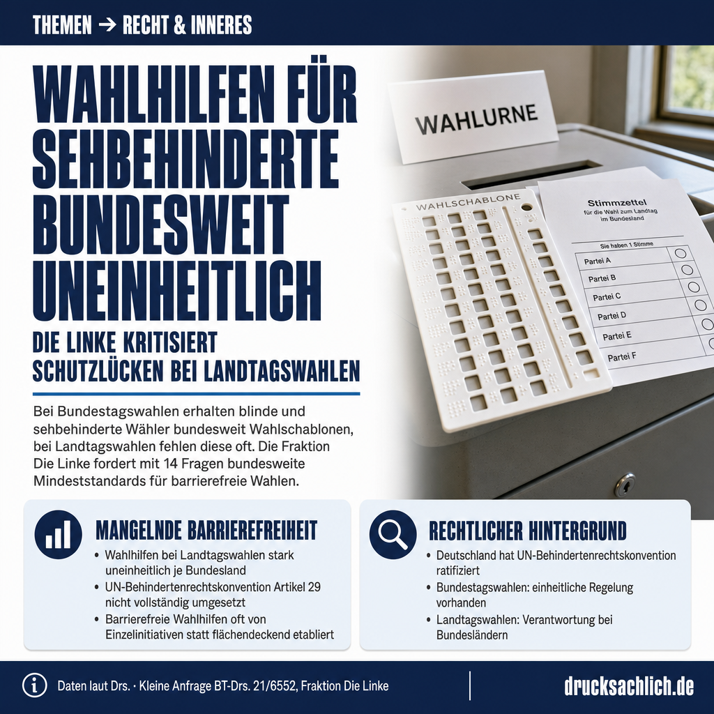 Barrierefreie Wahlen: Linke fragt nach Schutzlücken für Sehbehinderte
