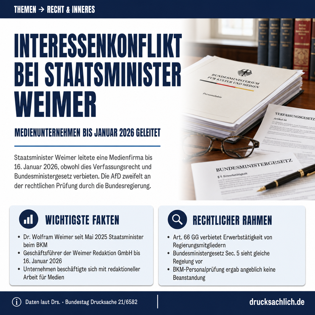 Staatsminister Weimer: Interessenkonflikt bei Medienunternehmen ungeklärt