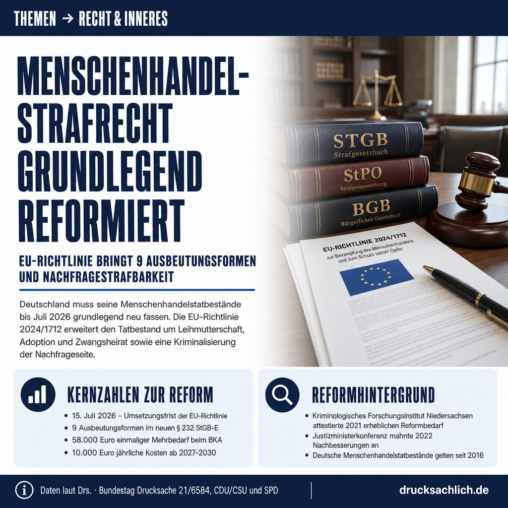 Menschenhandel-Reform 2026: StGB-Tatbestände grundlegend neu gefasst