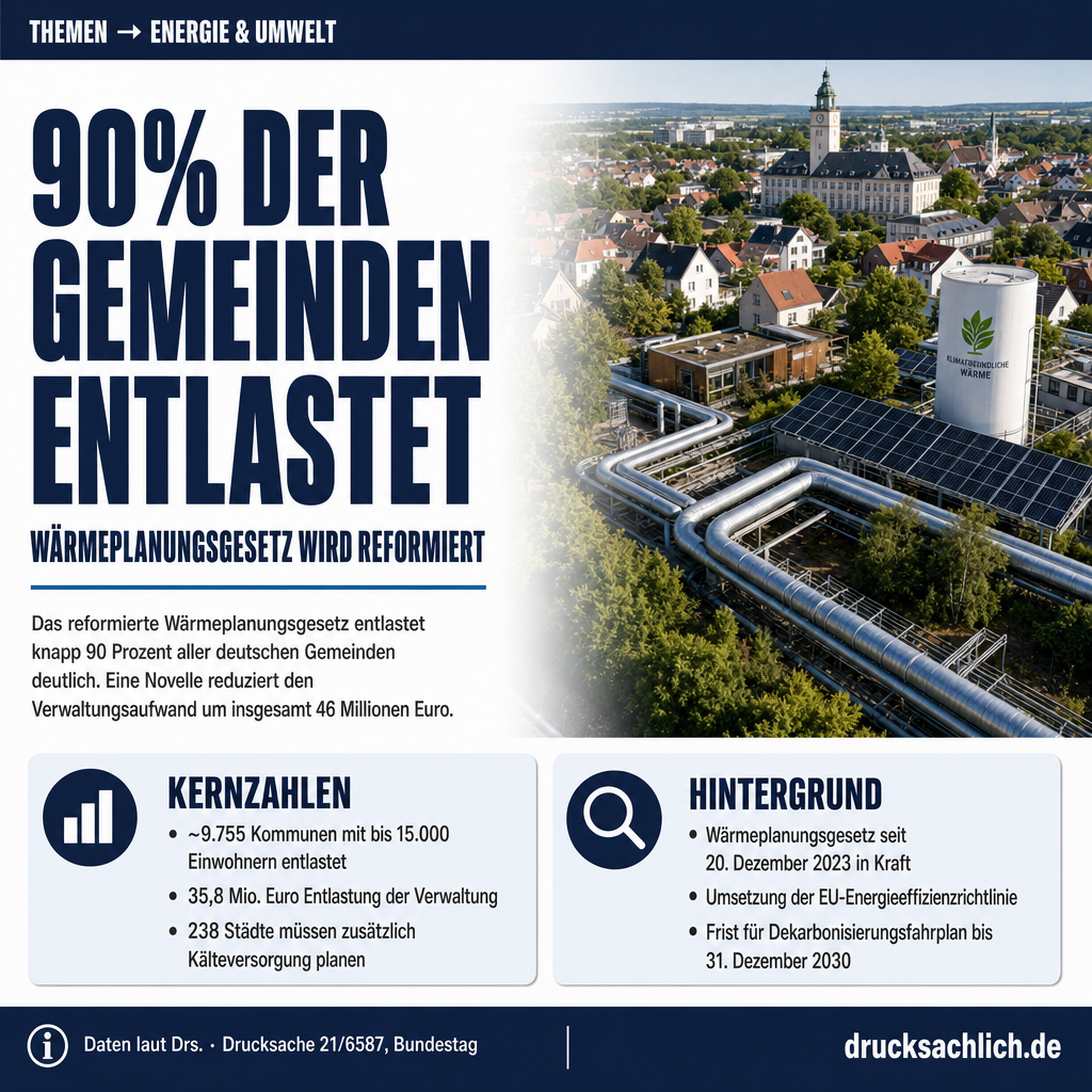Wärmeplanungsgesetz: Reform entlastet kleine Kommunen