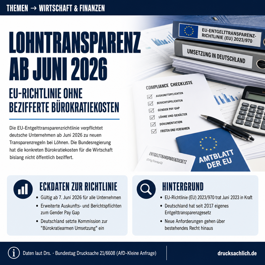 Entgelttransparenzrichtlinie: Bürokratiekosten für Unternehmen ungeklärt
