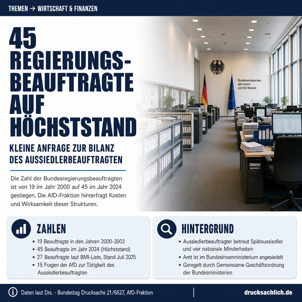 Aussiedlerbeauftragter: Kosten und Bilanz nach Jahr 1