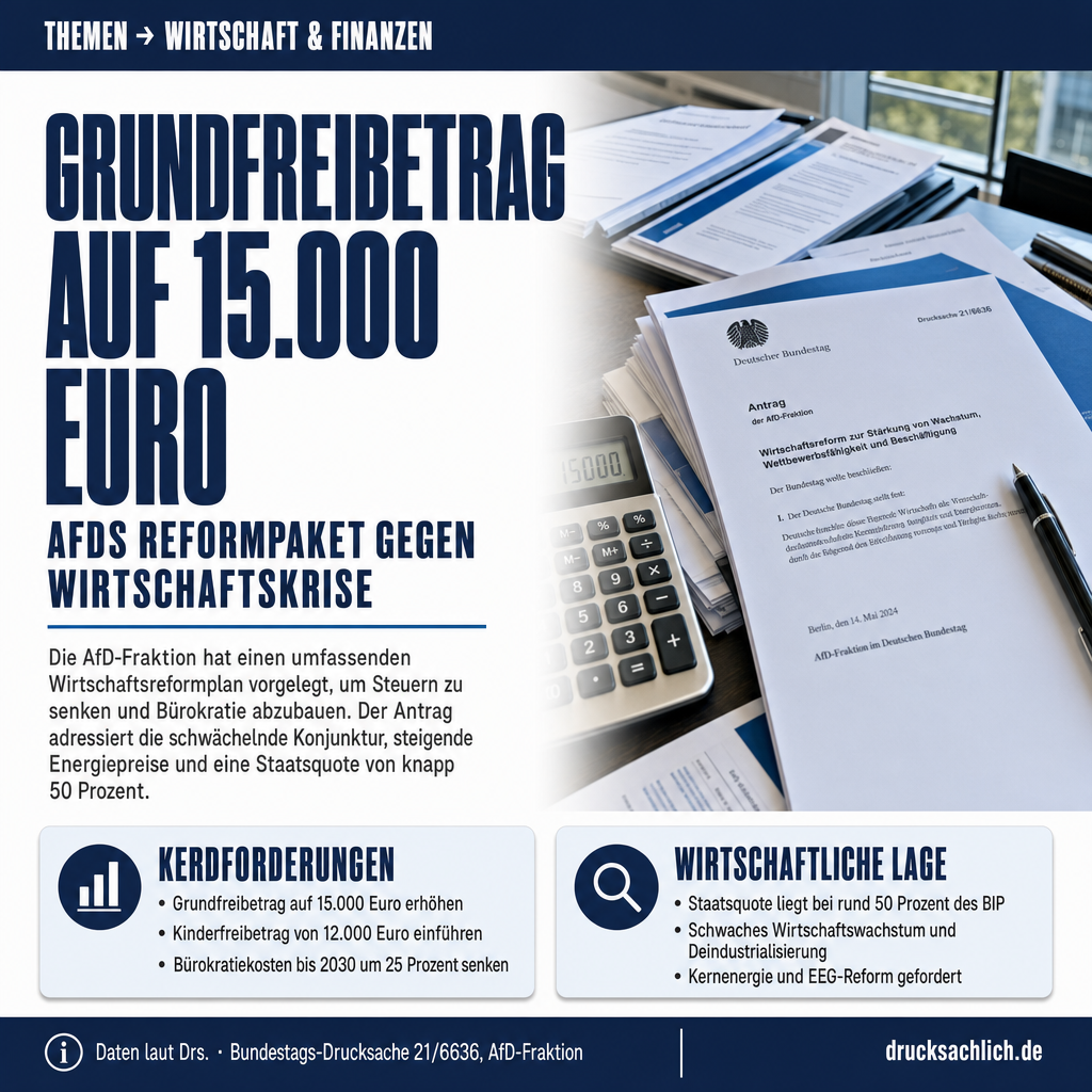 Wirtschaftsreform: AfD fordert Steuerreform und Kernenergie