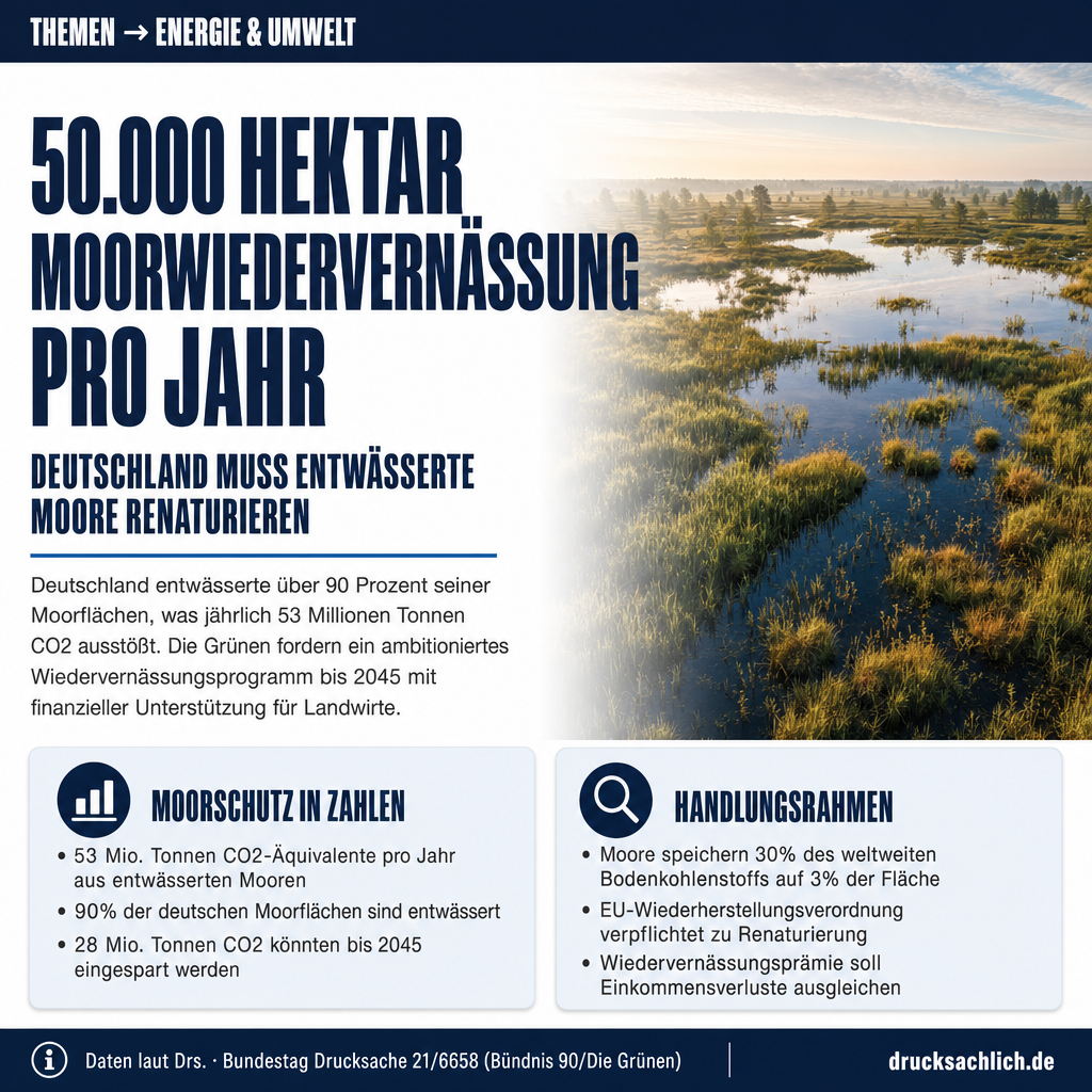 Moorschutz: 50.000 Hektar Wiedervernässung pro Jahr bis 2045