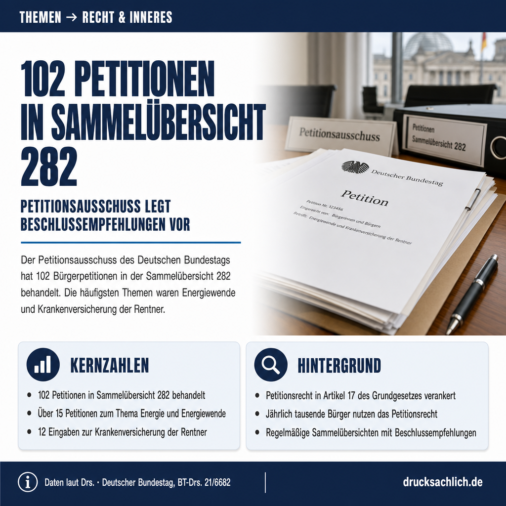 Petitionsausschuss: Sammelübersicht 282 mit 102 Petitionen