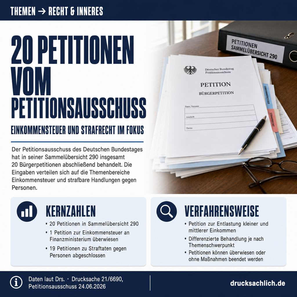 Petitionsausschuss: Einkommensteuer und Strafrecht im Fokus