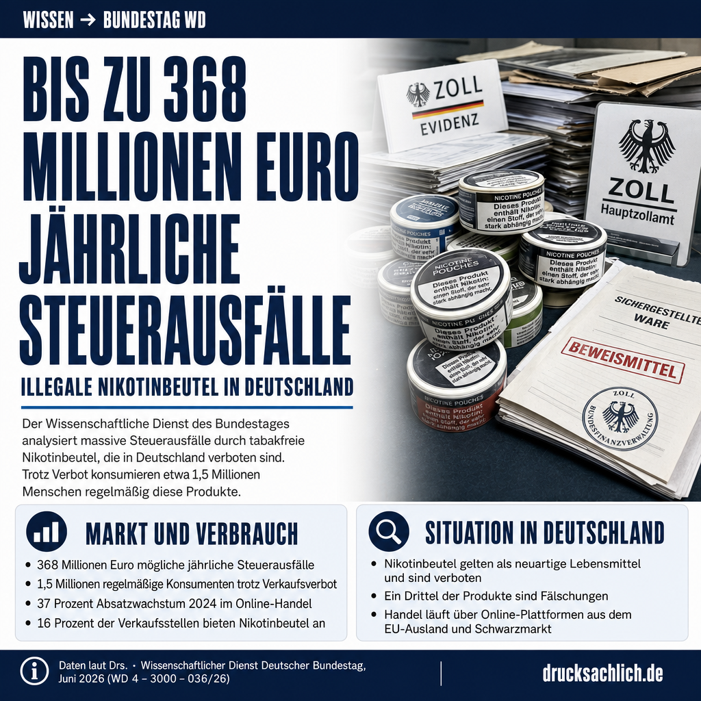 Steuerausfälle durch illegale Nikotinbeutel in Deutschland