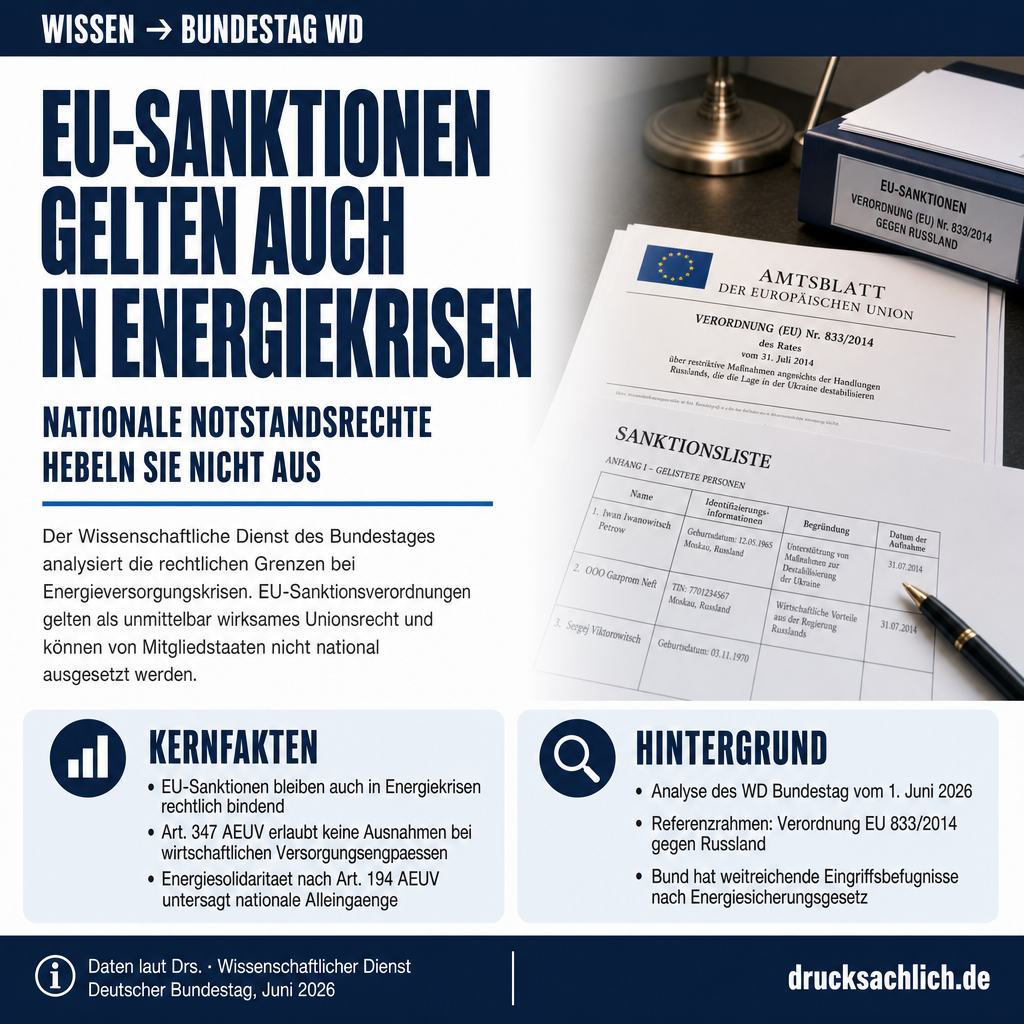 EU-Sanktionen gelten auch in Energiekrisen weiterhin
