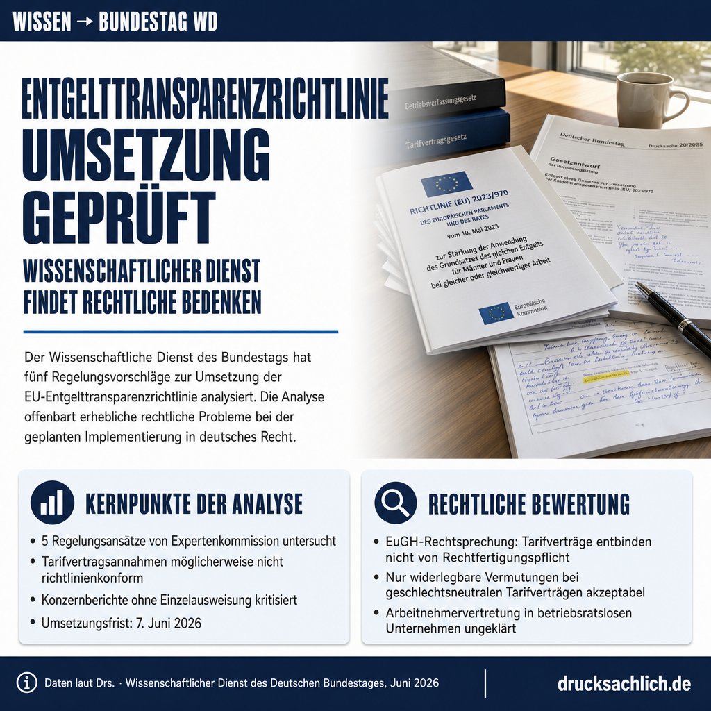 Wissenschaftlicher Dienst prüft Entgelttransparenzrichtlinie Umsetzung