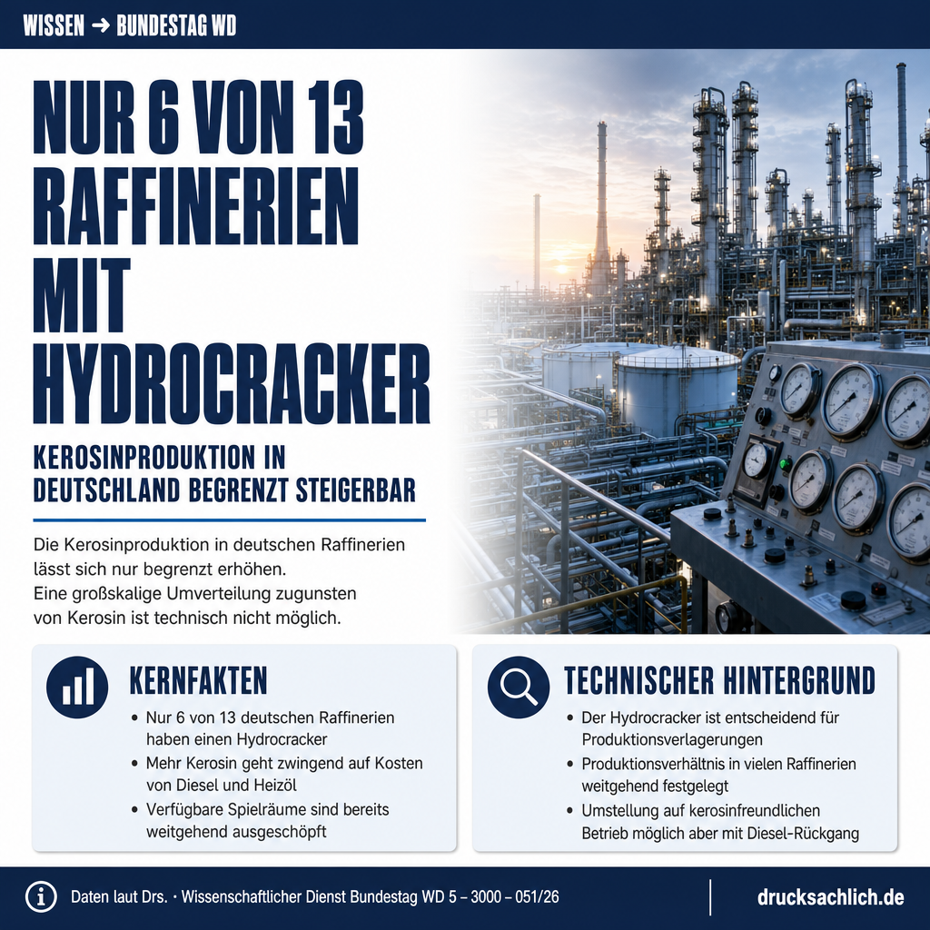 Kerosinproduktion in deutschen Raffinerien begrenzt steigerbar