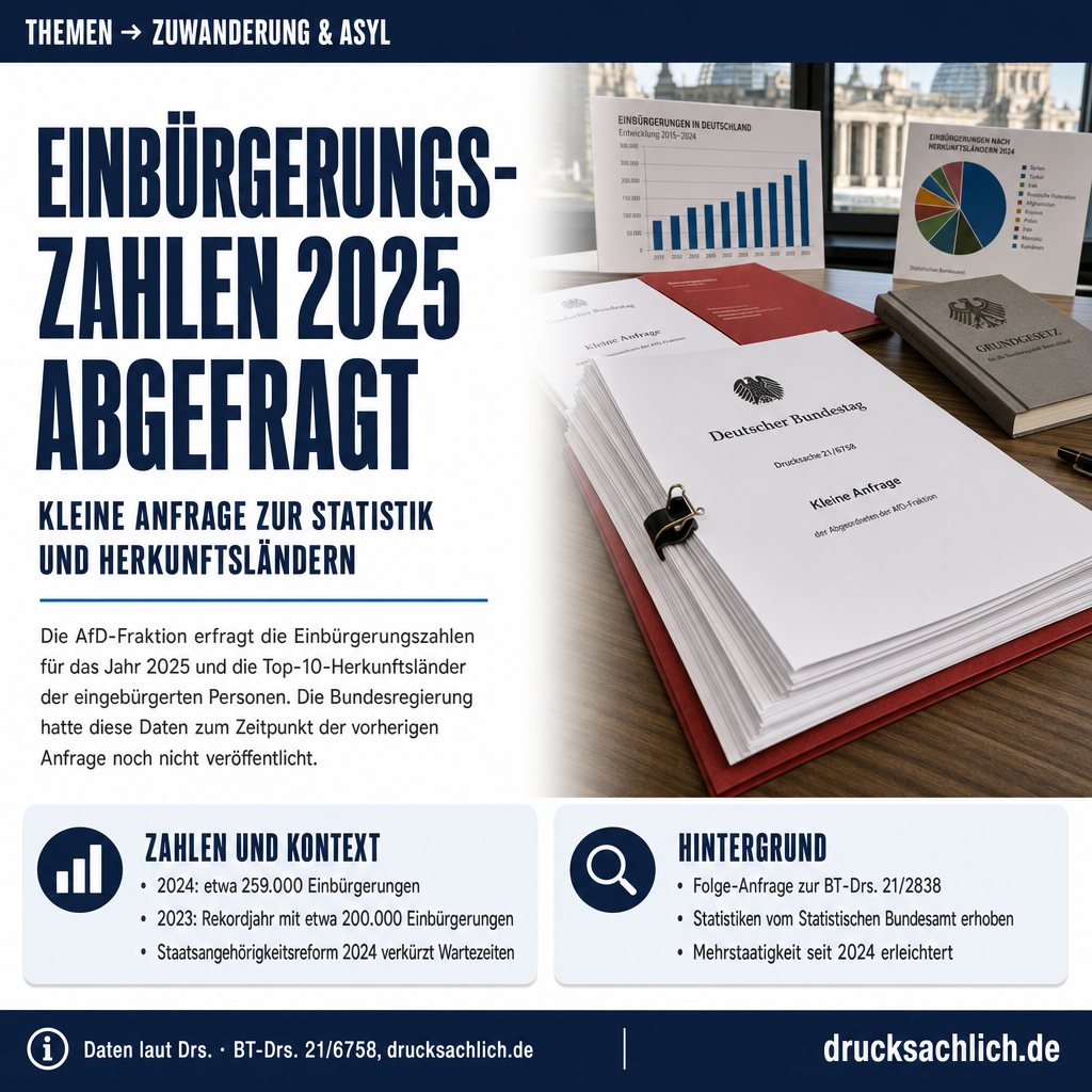 Einbürgerungen 2025: Anzahl und Herkunftsländer angefragt